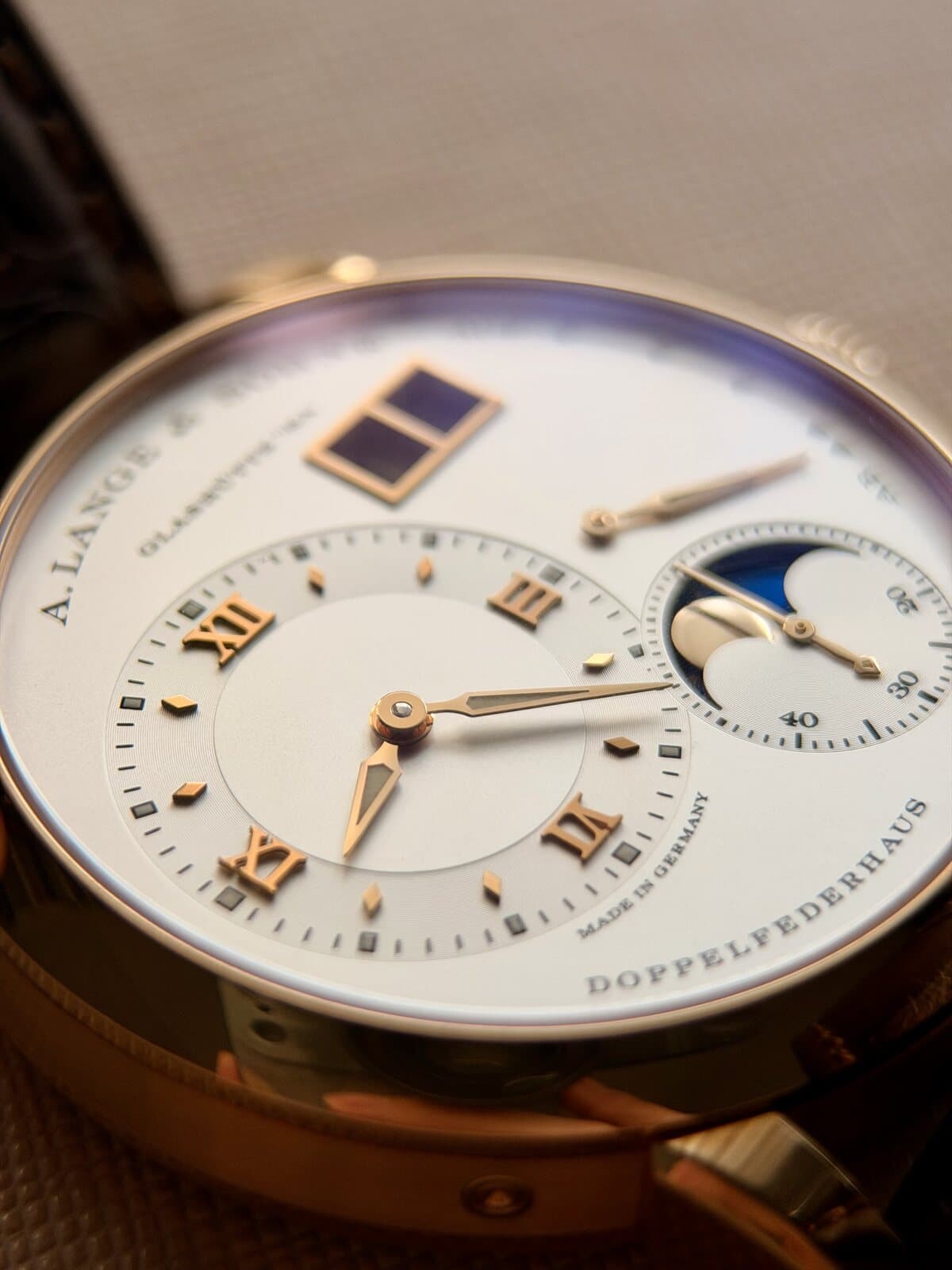 A. Lange & Söhne Lange 1 Moonphase dial detail, full frame