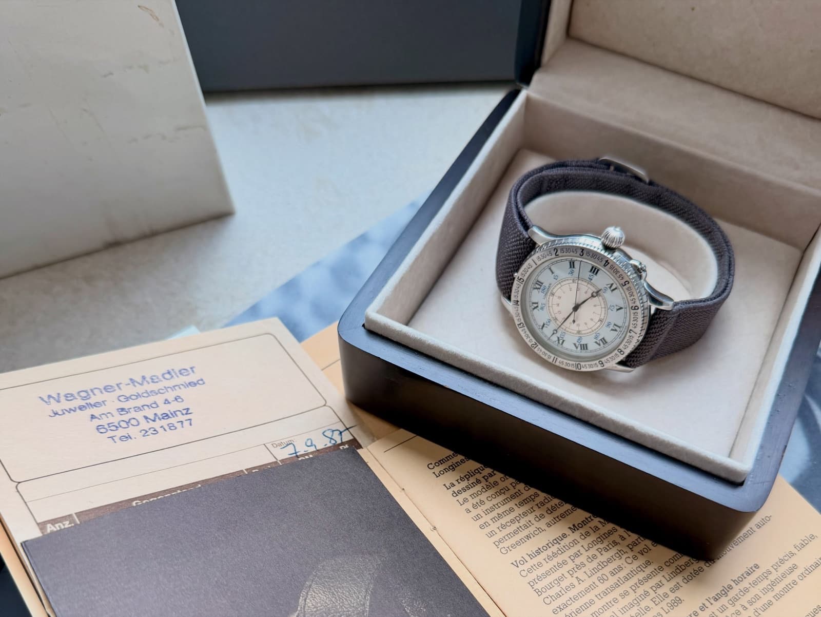 Longines Lindbergh Hour Angle full set with box, papers and original receipt