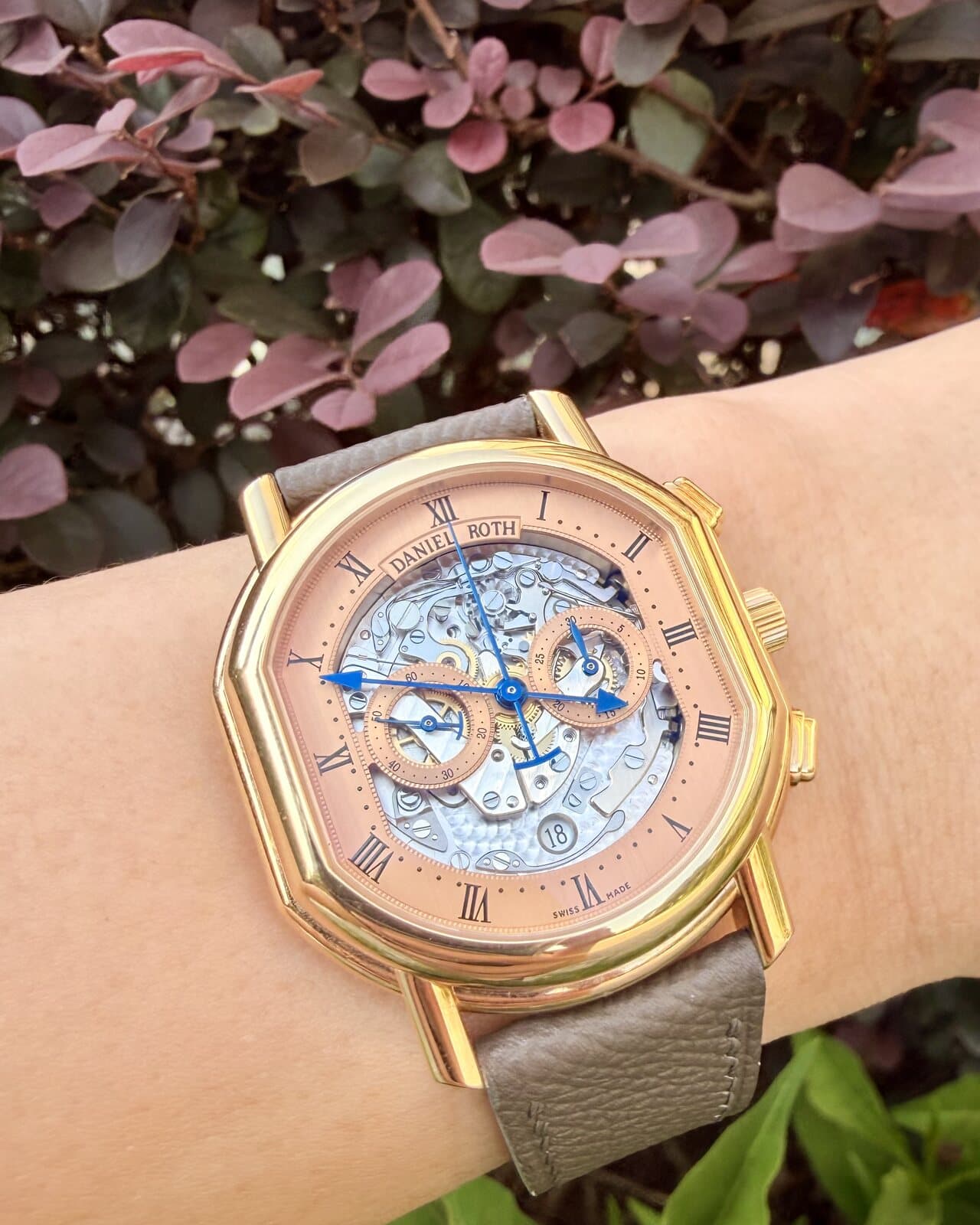 The collector wearing the Daniel Roth 447